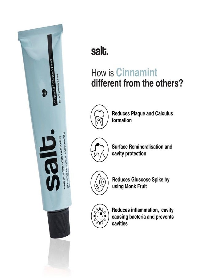 Salt. Oral Care Cinnamint Toothpaste (100g) - Diabetic Friendly + Squeezer Key + Eden Bamboo Toothbrush - Eco-Friendly & Biodegradable - Complete Oral Care Combo - Image 3